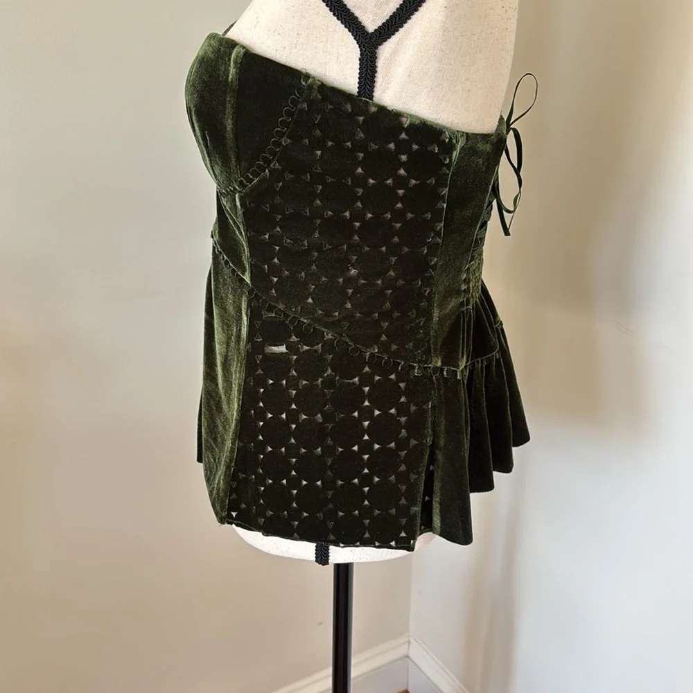 Byron Lars Dark Green Velvet Top - Picture 7 of 10